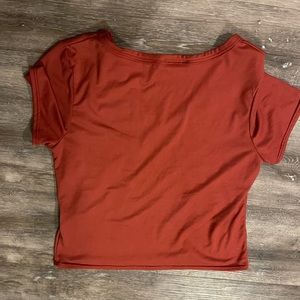 burnt orange v neck cropped t-shirt